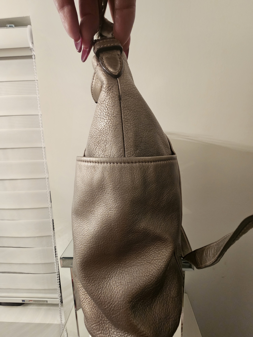 Coach Metallic Taupe Leather Shoulder Bag - Picture 3 of 5